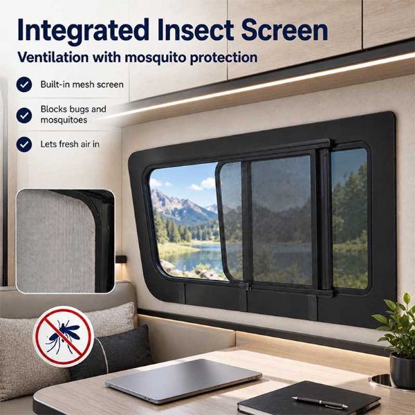 Großhandel-Schiebefenster für Sprinter-Campervan-Tür mit gehärtetem Glas, Insektenschutz und EPDM-Dichtung - 71C62A